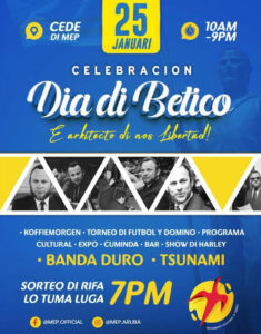 Partido MEP lo ta celebrando dia di Betico grandi e aña aki en conexion cu celebracion 40 aña Status Aparte – Aruba Native 1 2026 01 20 19 27 11